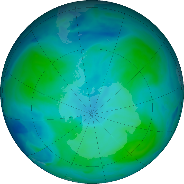 Antarctic ozone map for 20 January 2023